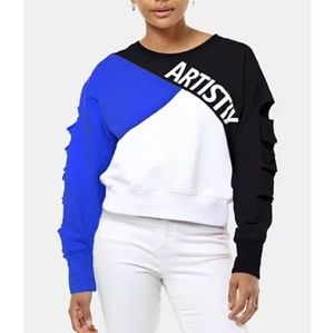 ARTISTIX COLORBLOCKED LOGO DETAIL CROP SWEATSHIRT.
